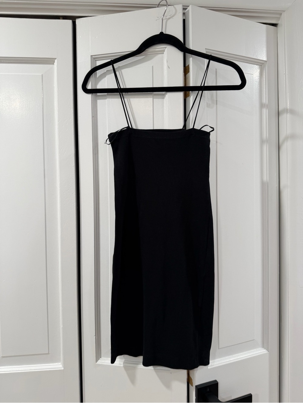 Zara Black Mini Slip Dress with Double Spaghetti Straps